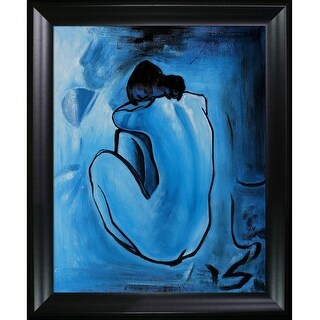 La Pastiche Blue Nude with Black Matte Frame, 21" x 25" - Bed Bath